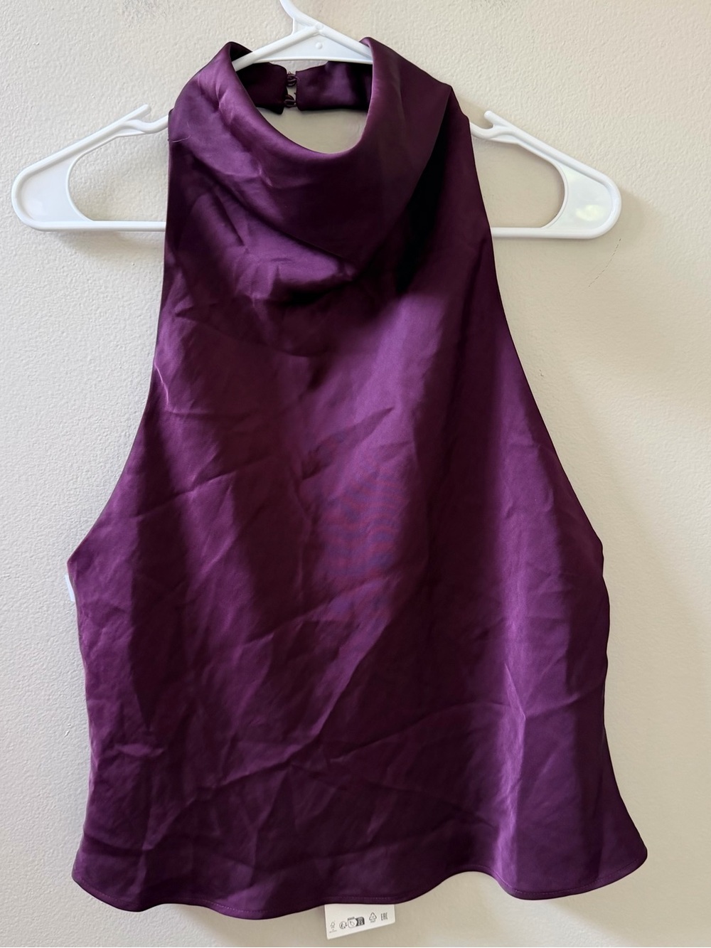 Zara Satin Halter Camisole in Deep Plum - Picture 11 of 16